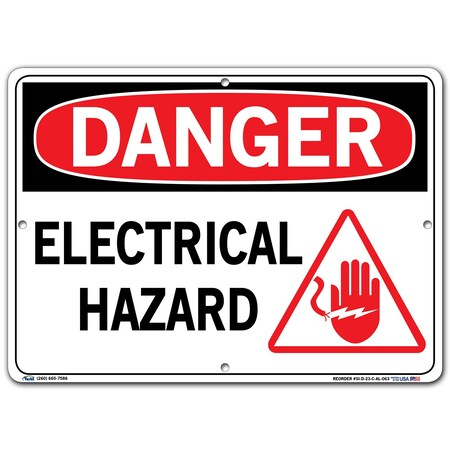 Vestil Sign, Danger, 14.5x10.5", Aluminum, .063, SI-D-23-C-AL-063 SI-D-23-C-AL-063